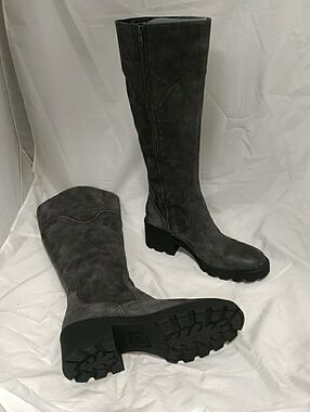 Born Gray Suede Leather Gabriella Lugged Sole Knee Boots Size 11M